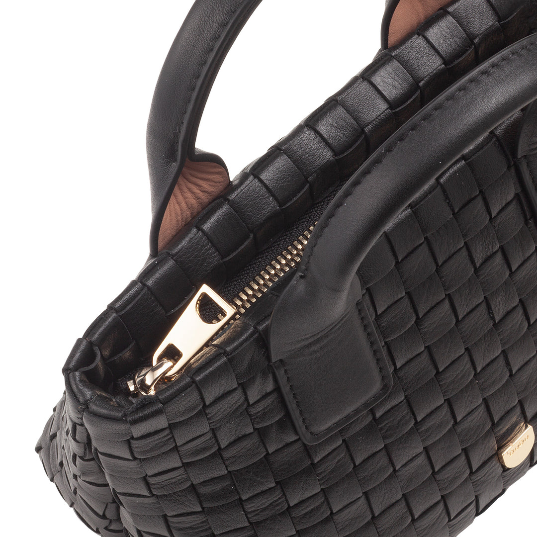 Γυναικεία δερμάτινη μικρή υφασμένη τσάντα DUDU με φερμουάρ - Κομψή μίνι τσάντα με λουράκι ώμου αλυσίδας, συμπαγής και εκλεπτυσμένη τσάντα τσάντα ώμου