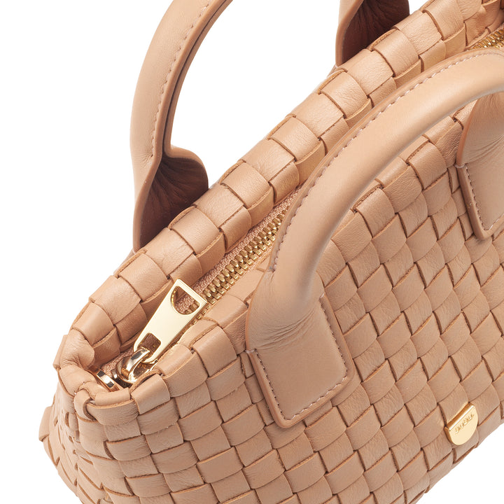 DUDU mała tkana skórzana torba damska z zamkiem błyskawicznym - elegancka mini torba z łańcuszkowym paskiem na ramię, kompaktowa i wyrafinowana torebka na ramię