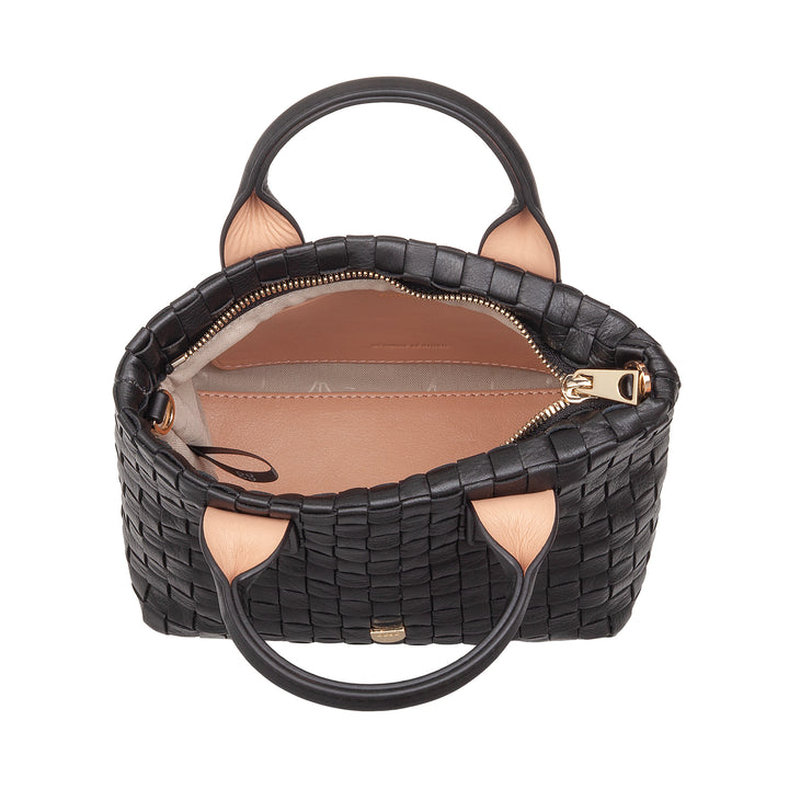 Γυναικεία δερμάτινη μικρή υφασμένη τσάντα DUDU με φερμουάρ - Κομψή μίνι τσάντα με λουράκι ώμου αλυσίδας, συμπαγής και εκλεπτυσμένη τσάντα τσάντα ώμου