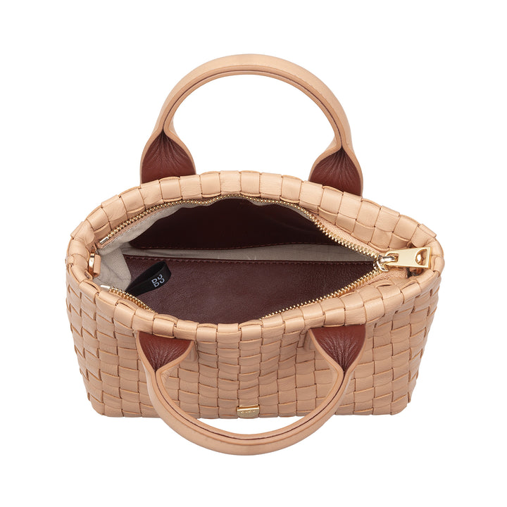 DUDU mała tkana skórzana torba damska z zamkiem błyskawicznym - elegancka mini torba z łańcuszkowym paskiem na ramię, kompaktowa i wyrafinowana torebka na ramię