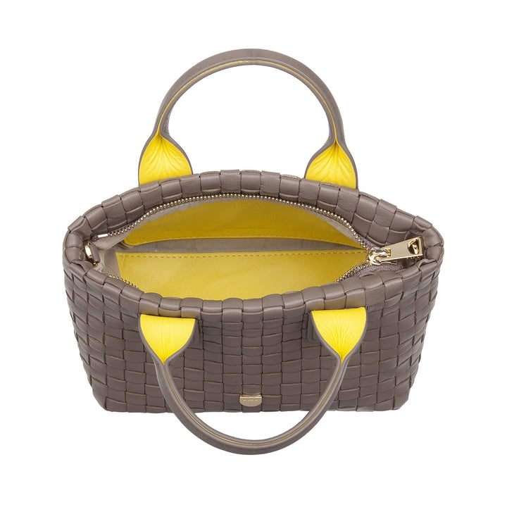 DUDU mała tkana skórzana torba damska z zamkiem błyskawicznym - elegancka mini torba z łańcuszkowym paskiem na ramię, kompaktowa i wyrafinowana torebka na ramię