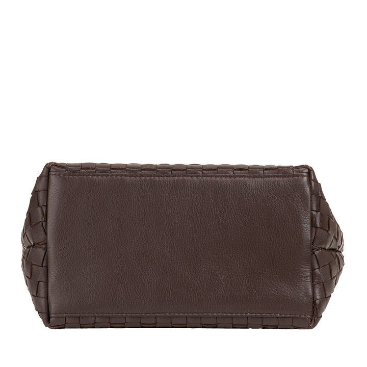 DUDU Borsa in Pelle Donna Piccola Intrecciata con Cerniera Zip – Mini Bag Elegante con Tracolla a Catena, Borsa a Spalla Borsetta a Mano Compatta e Raffinata