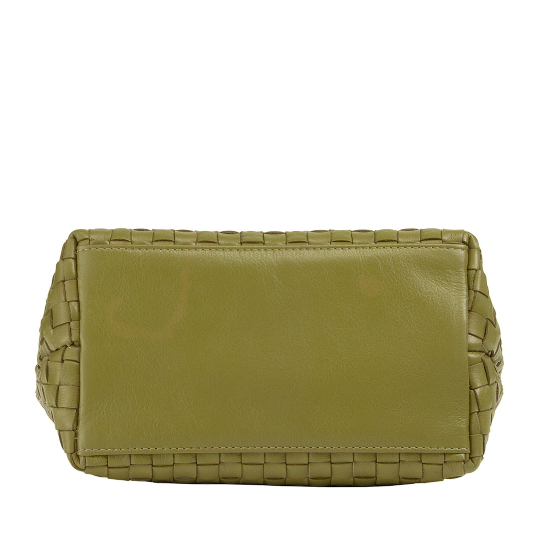 DUDU Kleine geweven leren damestas met ritssluiting - Elegante minitas met kettingschouderriem, compacte en verfijnde handtasschoudertas