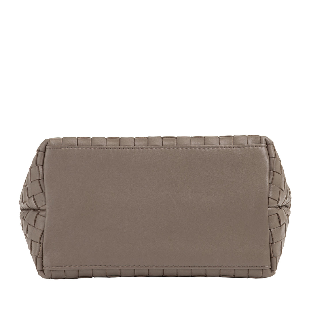 DUDU mała tkana skórzana torba damska z zamkiem błyskawicznym - elegancka mini torba z łańcuszkowym paskiem na ramię, kompaktowa i wyrafinowana torebka na ramię