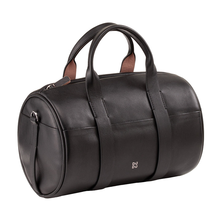 DUDU női hengeres táska valódi bőrből, puha hengeres táska, hordótáska vállpánttal és két fogantyúval, elegáns, színes dizájn