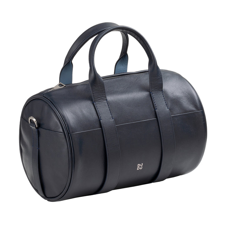 Damska torba cylindryczna DUDU ze skóry naturalnej, miękka torba cylindryczna, torba na beczkę z paskiem na ramię i dwoma uchwytami, elegancki kolorowy design