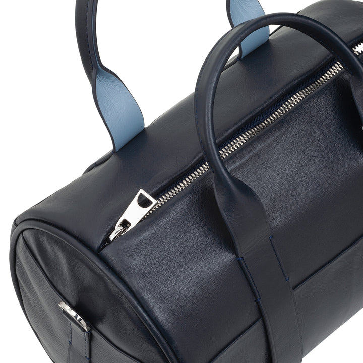 Damska torba cylindryczna DUDU ze skóry naturalnej, miękka torba cylindryczna, torba na beczkę z paskiem na ramię i dwoma uchwytami, elegancki kolorowy design