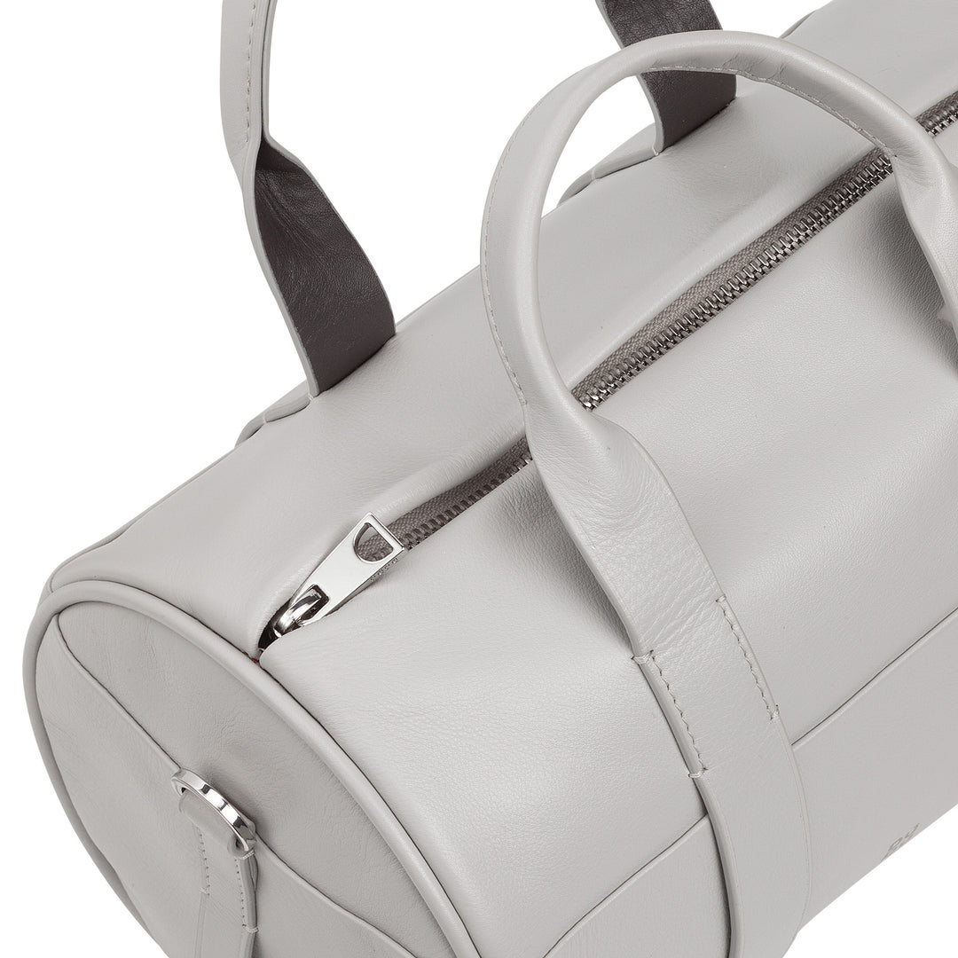 DUDU Bolso Cilíndrico para Mujer de Piel Auténtica, Bolso Cilíndrico Suave, Bolso Barril con Bandolera y Dos Asas, Diseño Elegante y Colorido