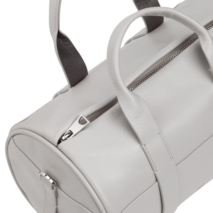 DUDU Bolso Cilíndrico para Mujer de Piel Auténtica, Bolso Cilíndrico Suave, Bolso Barril con Bandolera y Dos Asas, Diseño Elegante y Colorido