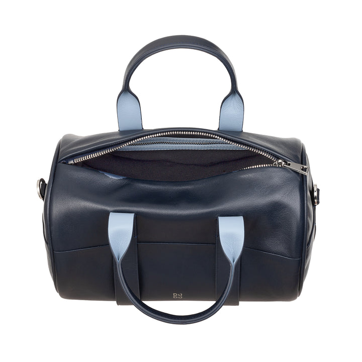 Damska torba cylindryczna DUDU ze skóry naturalnej, miękka torba cylindryczna, torba na beczkę z paskiem na ramię i dwoma uchwytami, elegancki kolorowy design