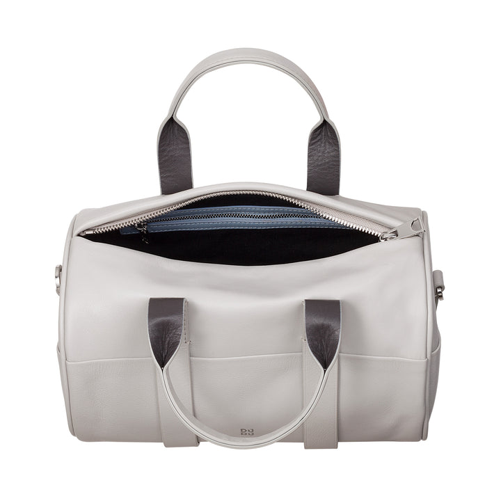 DUDU Bolso Cilíndrico para Mujer de Piel Auténtica, Bolso Cilíndrico Suave, Bolso Barril con Bandolera y Dos Asas, Diseño Elegante y Colorido