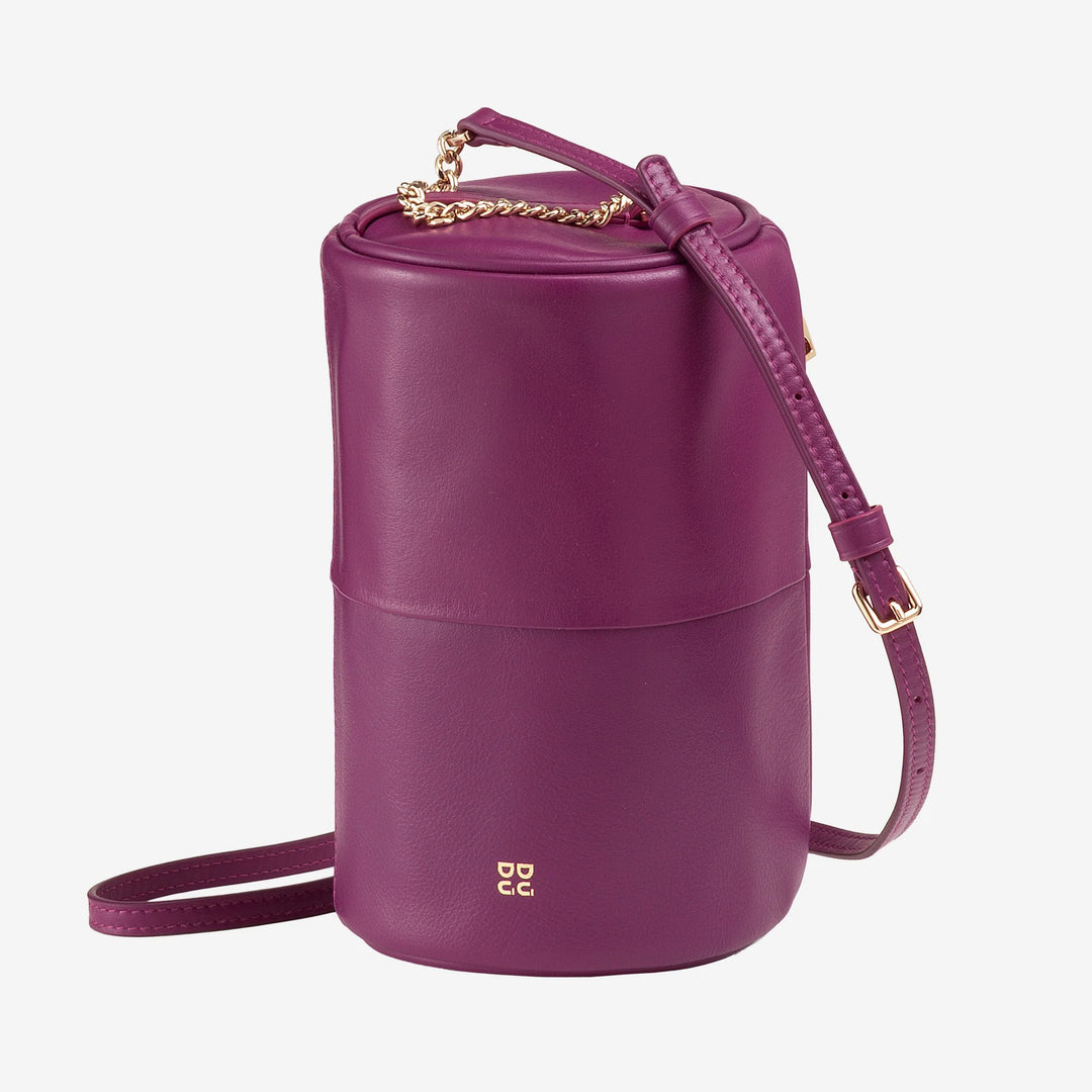 DUDU Borsa Donna Cilindrica in Pelle, Borsa a Tracolla con Catena e Pelle, Borsa a Cilindro Piccola Fashion Elegante con Cerniera
