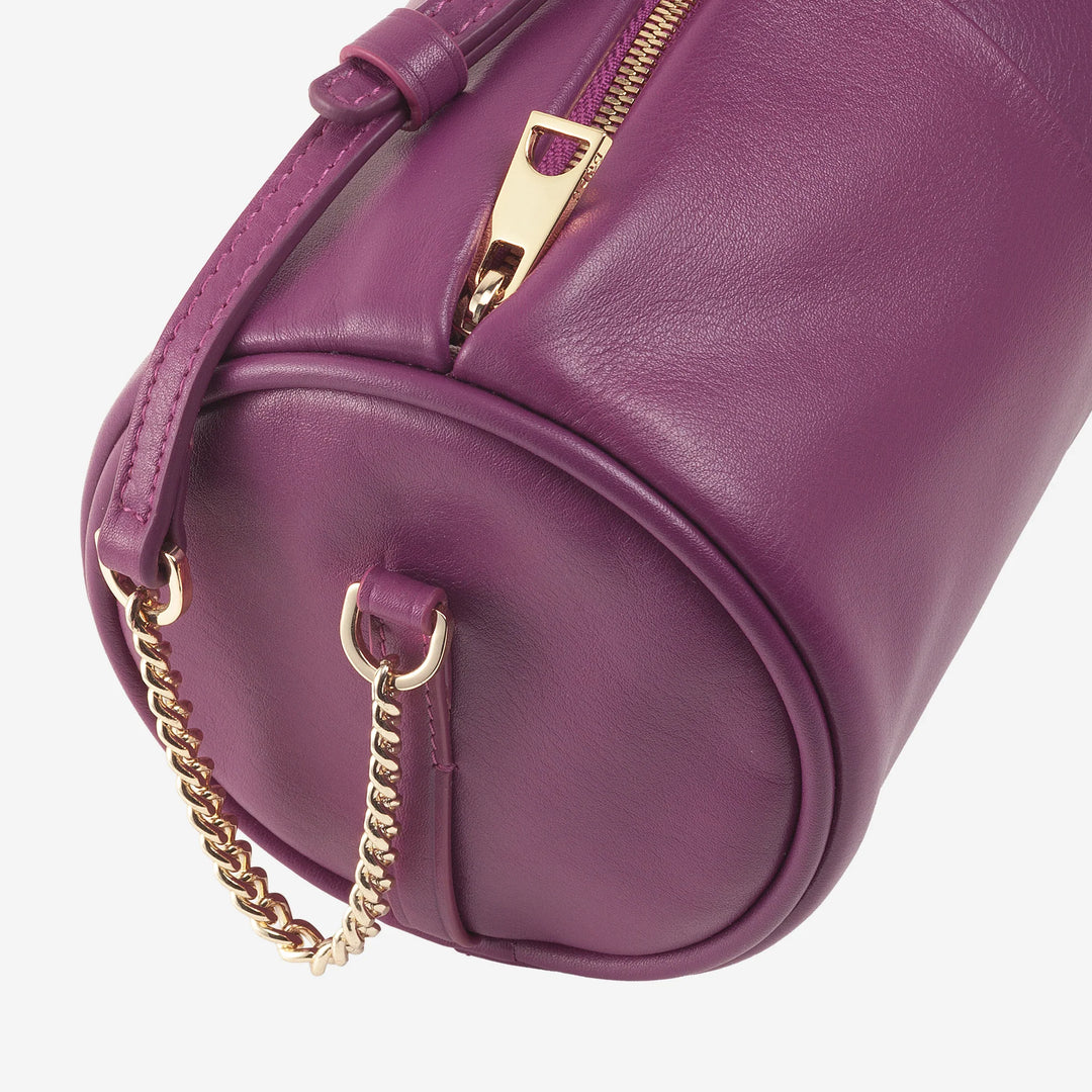 DUDU Borsa Donna Cilindrica in Pelle, Borsa a Tracolla con Catena e Pelle, Borsa a Cilindro Piccola Fashion Elegante con Cerniera