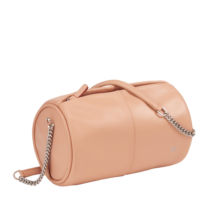 DUDU Cilindrische leren damestas, schoudertas met ketting en leer, elegante mode kleine cilindertas met ritssluiting