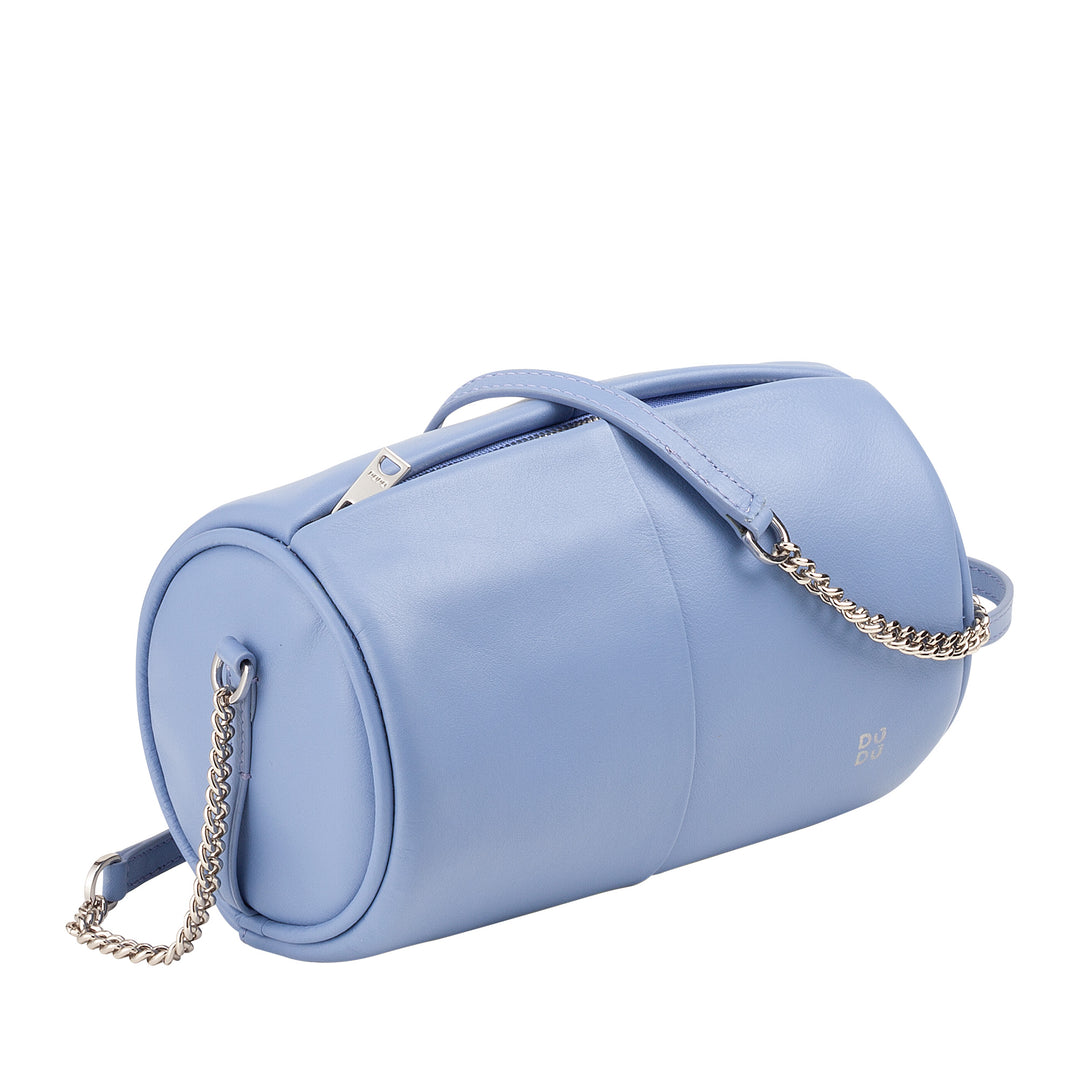 DUDU Cilindrische leren damestas, schoudertas met ketting en leer, elegante mode kleine cilindertas met ritssluiting