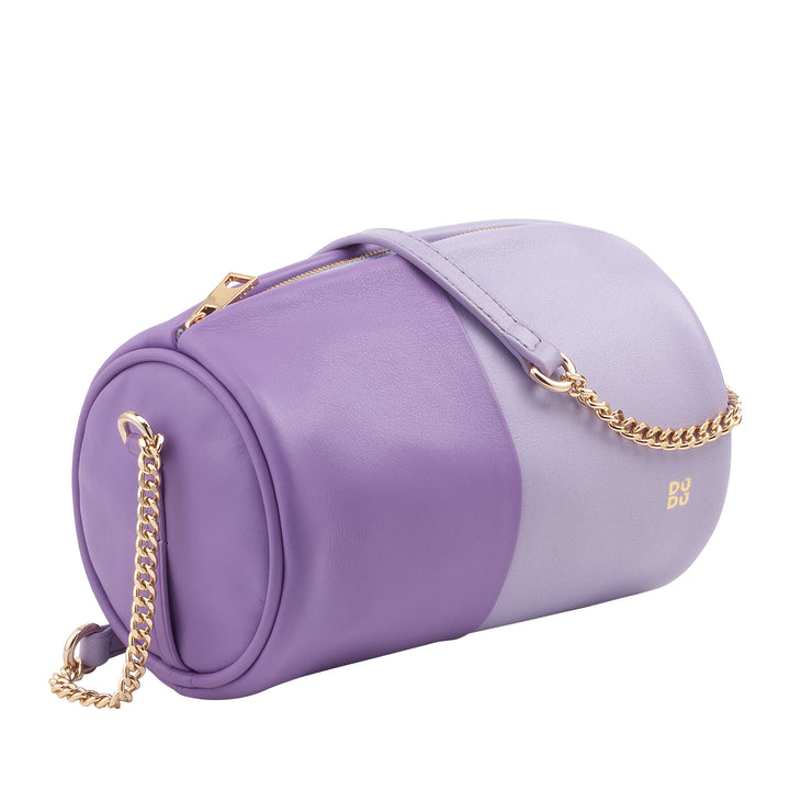 Bolsa feminina cilíndrica de couro DUDU, bolsa de ombro com corrente e couro, bolsa cilíndrica pequena e elegante com zíper
