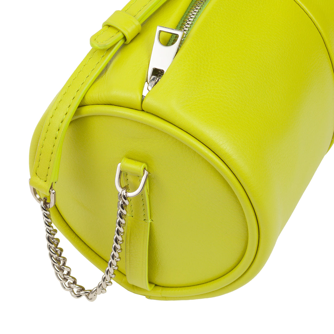 Γυναικεία κυλινδρική δερμάτινη τσάντα DUDU, τσάντα ώμου με αλυσίδα και δέρμα, κομψή μόδα τσάντα μικρού κυλίνδρου με φερμουάρ