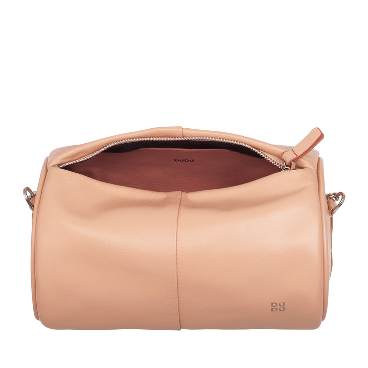 DUDU Cilindrische leren damestas, schoudertas met ketting en leer, elegante mode kleine cilindertas met ritssluiting