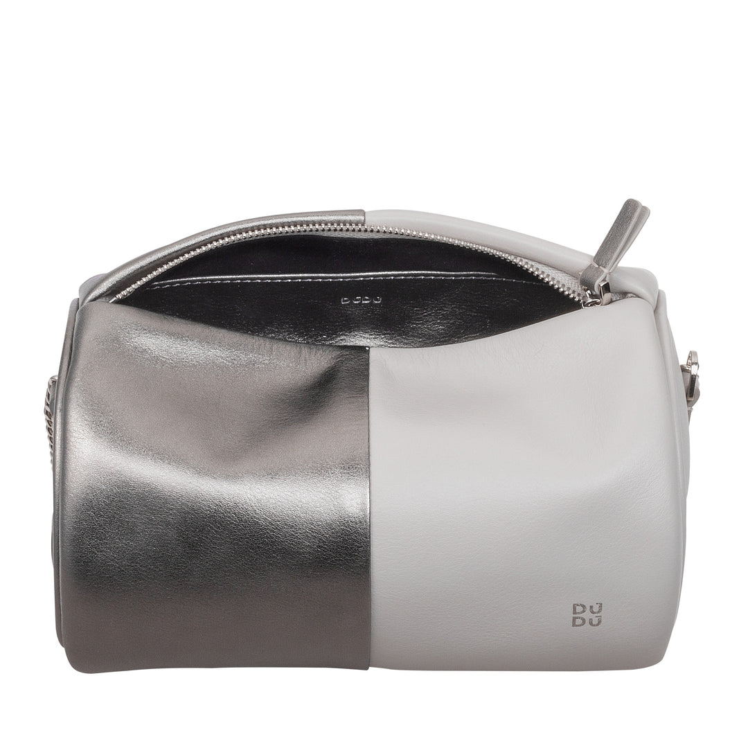 DUDU Cilindrische leren damestas, schoudertas met ketting en leer, elegante mode kleine cilindertas met ritssluiting