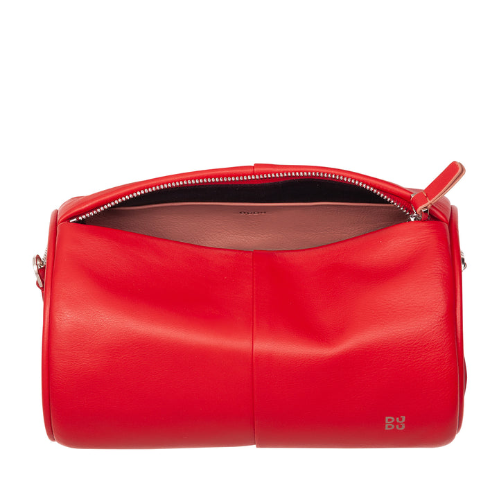 Γυναικεία κυλινδρική δερμάτινη τσάντα DUDU, τσάντα ώμου με αλυσίδα και δέρμα, κομψή μόδα τσάντα μικρού κυλίνδρου με φερμουάρ