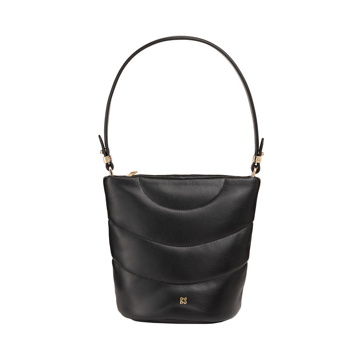 Bolsa de ombro feminina DUDU e alça de ombro acolchoada acolchoada em couro napa, bolsa pequena com zíper, design elegante