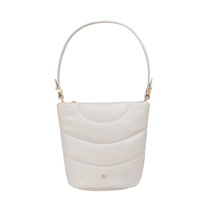 DUDU axelväska för kvinnor och vadderad vadderad axelrem i nappaläder, liten väska med dragkedja, elegant design