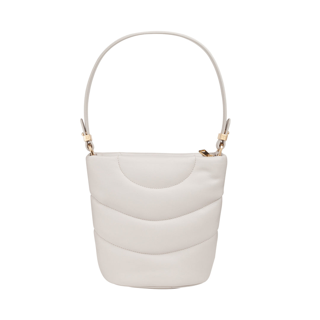 DUDU axelväska för kvinnor och vadderad vadderad axelrem i nappaläder, liten väska med dragkedja, elegant design