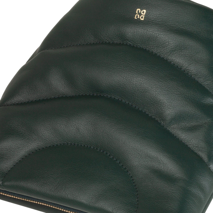 DUDU axelväska för kvinnor och vadderad vadderad axelrem i nappaläder, liten väska med dragkedja, elegant design