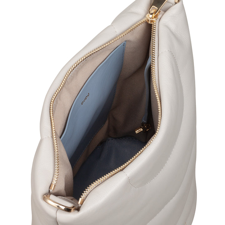 DUDU axelväska för kvinnor och vadderad vadderad axelrem i nappaläder, liten väska med dragkedja, elegant design