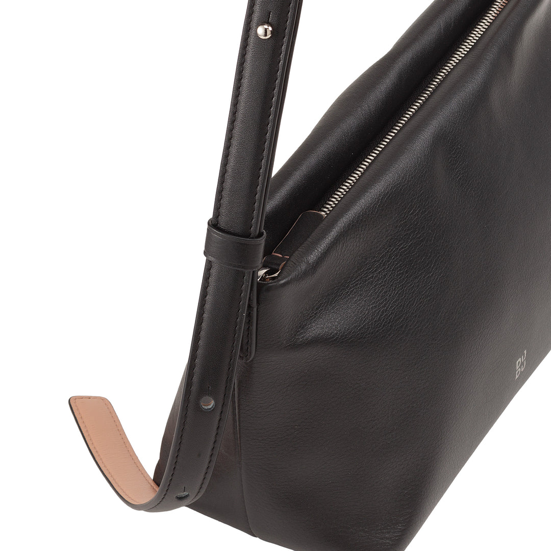 DUDU Kleine damesschoudertas van zacht leer, schoudertas, ritssluiting, elegante stadsmode-avondhandtas