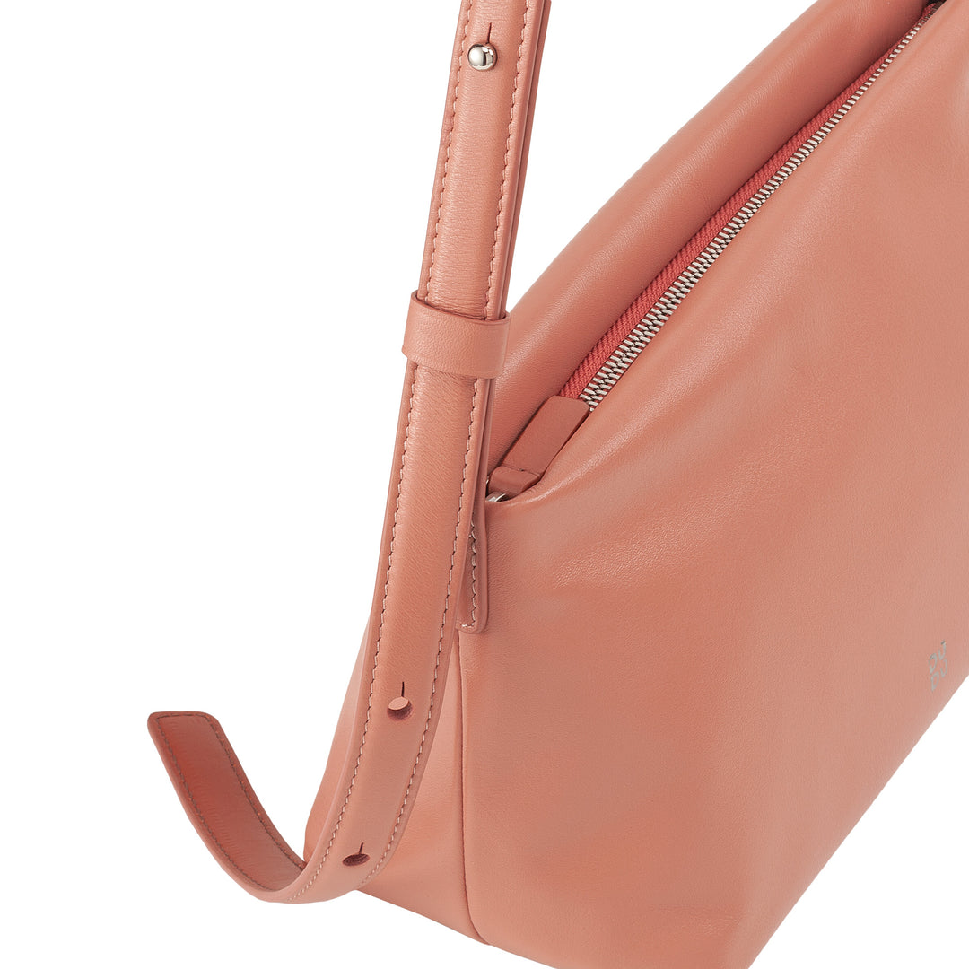 DUDU Kleine damesschoudertas van zacht leer, schoudertas, ritssluiting, elegante stadsmode-avondhandtas