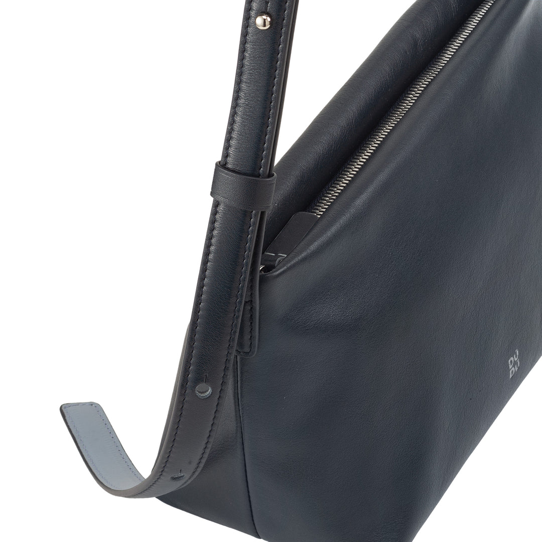 DUDU Kleine damesschoudertas van zacht leer, schoudertas, ritssluiting, elegante stadsmode-avondhandtas