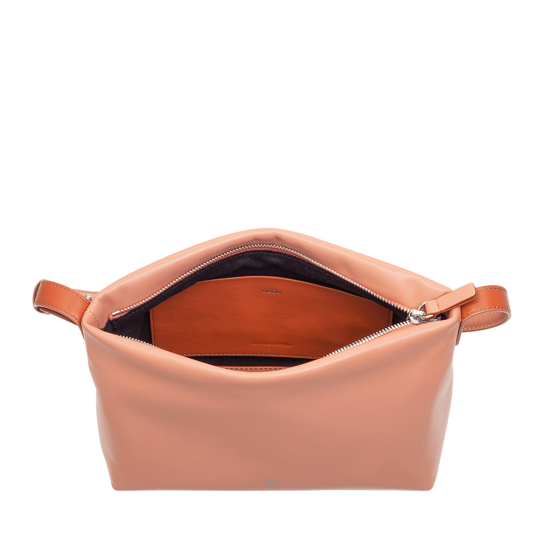 DUDU Kleine damesschoudertas van zacht leer, schoudertas, ritssluiting, elegante stadsmode-avondhandtas