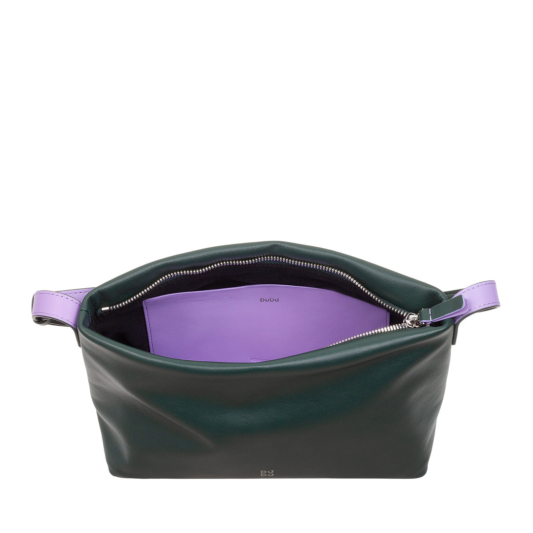 DUDU Kleine damesschoudertas van zacht leer, schoudertas, ritssluiting, elegante stadsmode-avondhandtas