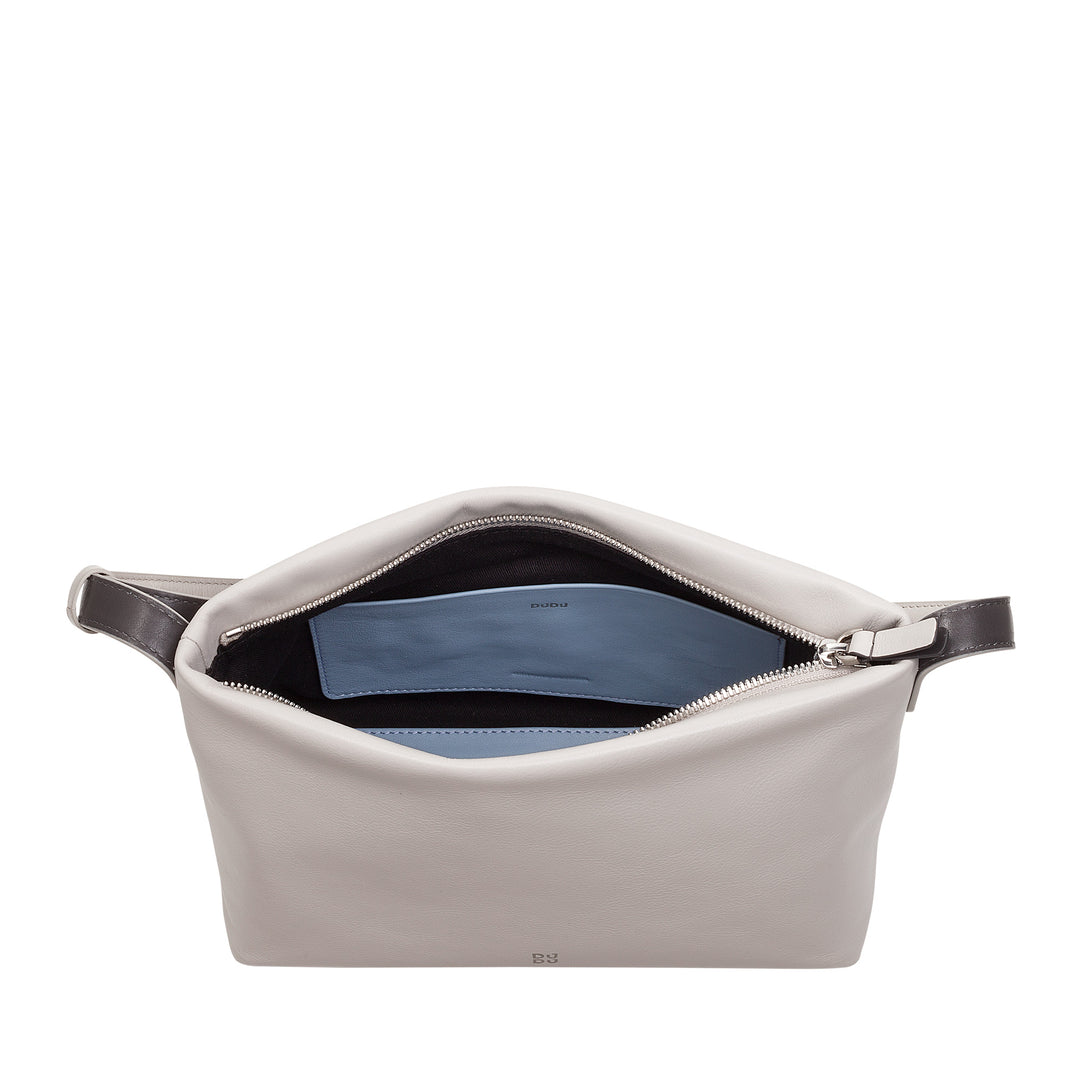 DUDU Kleine damesschoudertas van zacht leer, schoudertas, ritssluiting, elegante stadsmode-avondhandtas