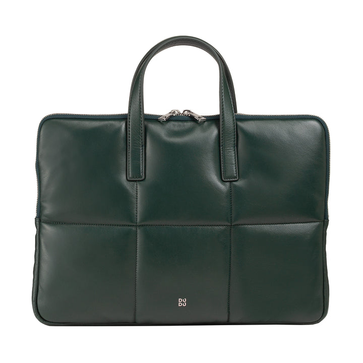 Bolsa feminina para laptop DUDU de 14 polegadas com alça de ombro acolchoada de couro acolchoado, suporte para laptop MacBook notebook de até 14 ", pasta de bolsa elegante