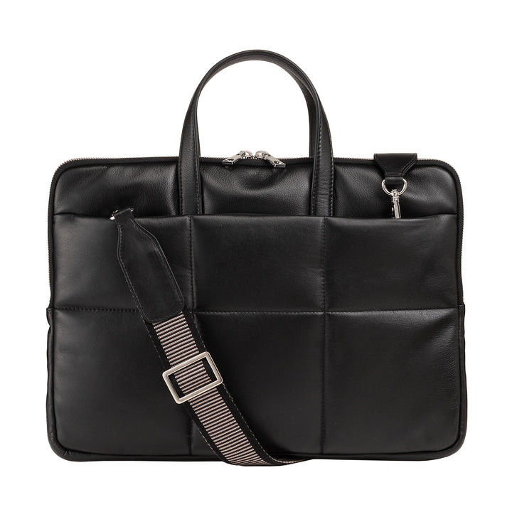 DUDU naisten 14 tuuman kannettava tietokonelaukku, jossa pehmustettu tikattu nahkainen olkahihna, kannettavan tietokoneen pidike MacBook muistikirja, jopa 14 tuuman tyylikäs laukkukansio