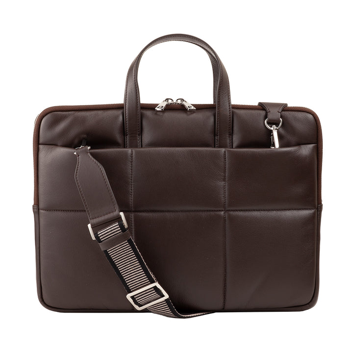 DUDU 14 inch laptoptas voor dames met gewatteerde, gewatteerde lederen schouderband, laptophouder MacBook notebook tot 14", elegante hoestasmap