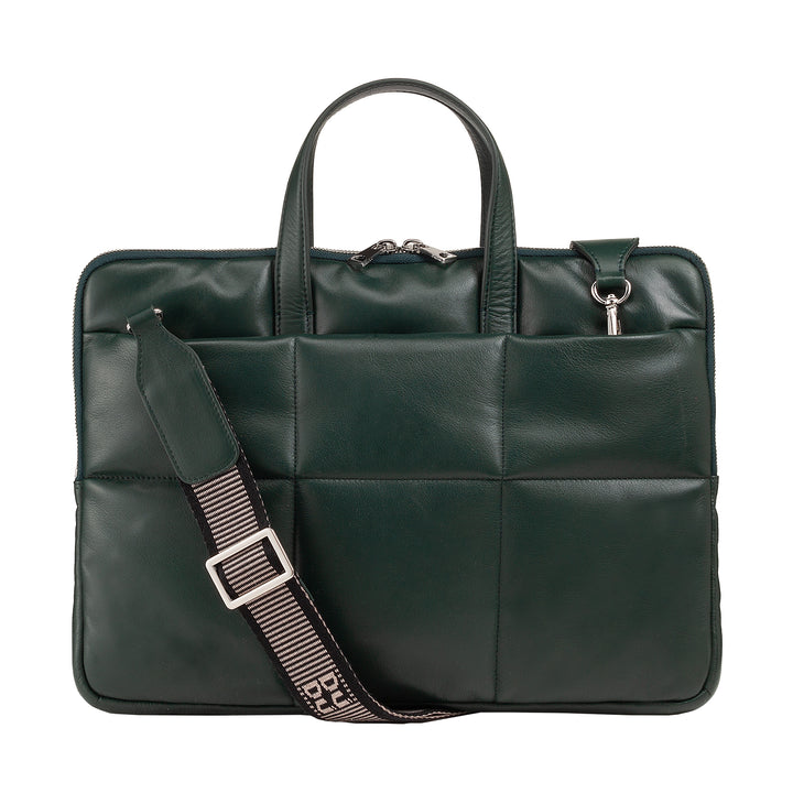 Bolsa feminina para laptop DUDU de 14 polegadas com alça de ombro acolchoada de couro acolchoado, suporte para laptop MacBook notebook de até 14 ", pasta de bolsa elegante