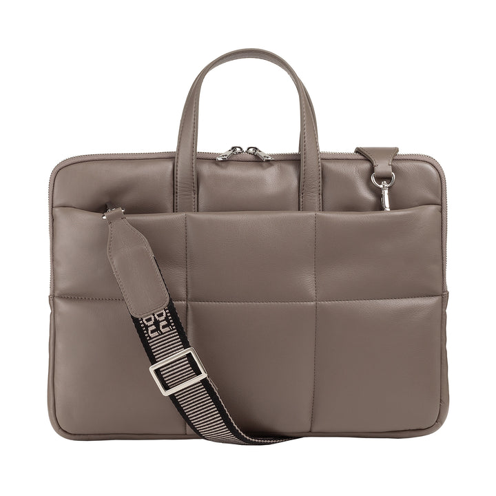 Bolsa feminina para laptop DUDU de 14 polegadas com alça de ombro acolchoada de couro acolchoado, suporte para laptop MacBook notebook de até 14 ", pasta de bolsa elegante