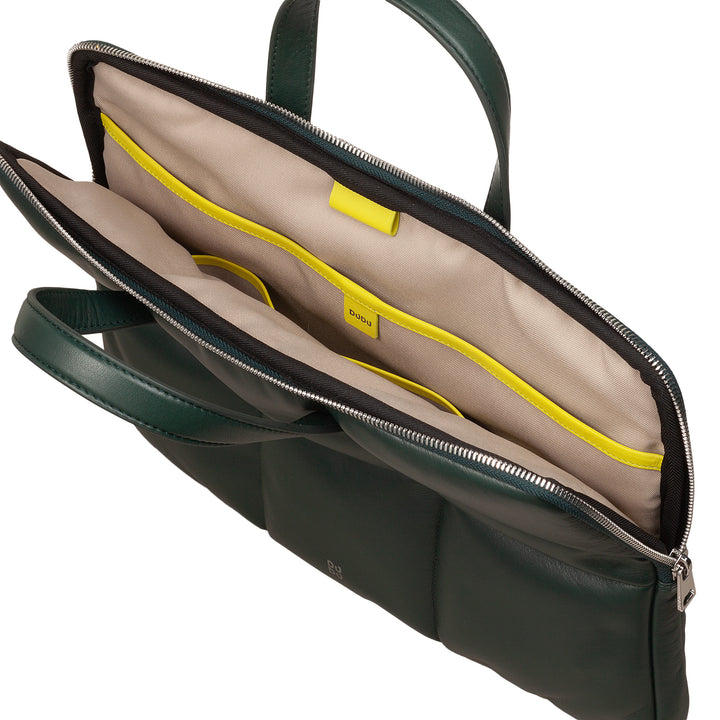 Bolsa feminina para laptop DUDU de 14 polegadas com alça de ombro acolchoada de couro acolchoado, suporte para laptop MacBook notebook de até 14 ", pasta de bolsa elegante