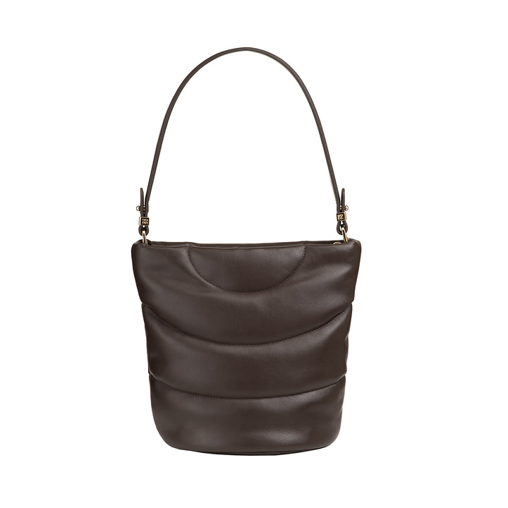 Bolsa de ombro feminina DUDU e alça de ombro acolchoada acolchoada em couro napa, bolsa grande com zíper e alça dupla, design elegante