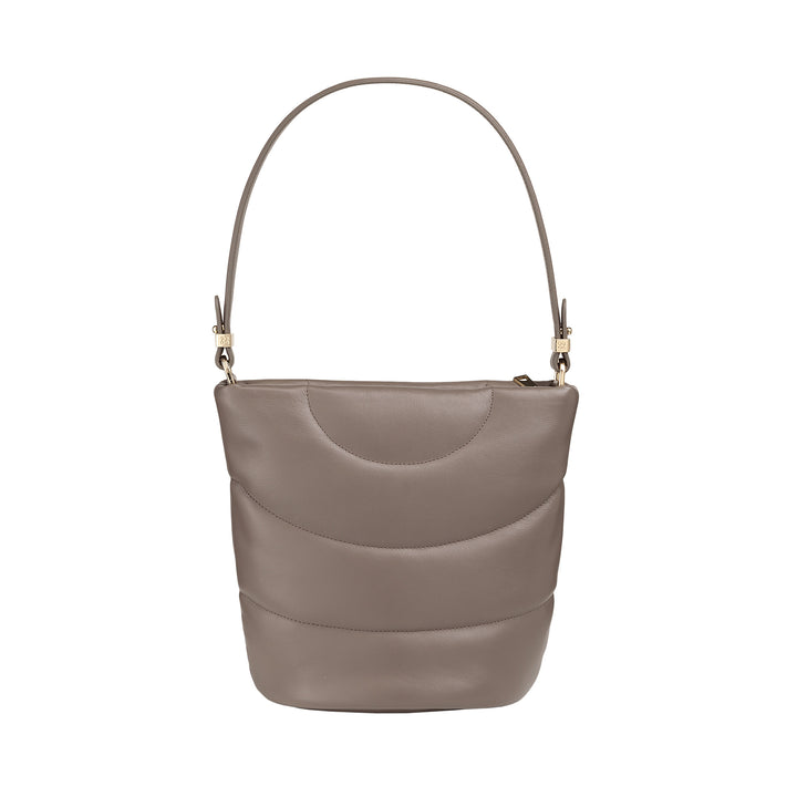 Bolsa de ombro feminina DUDU e alça de ombro acolchoada acolchoada em couro napa, bolsa grande com zíper e alça dupla, design elegante