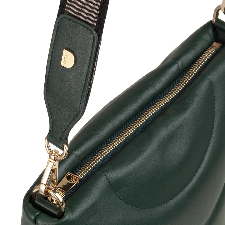 Bolsa de ombro feminina DUDU e alça de ombro acolchoada acolchoada em couro napa, bolsa grande com zíper e alça dupla, design elegante