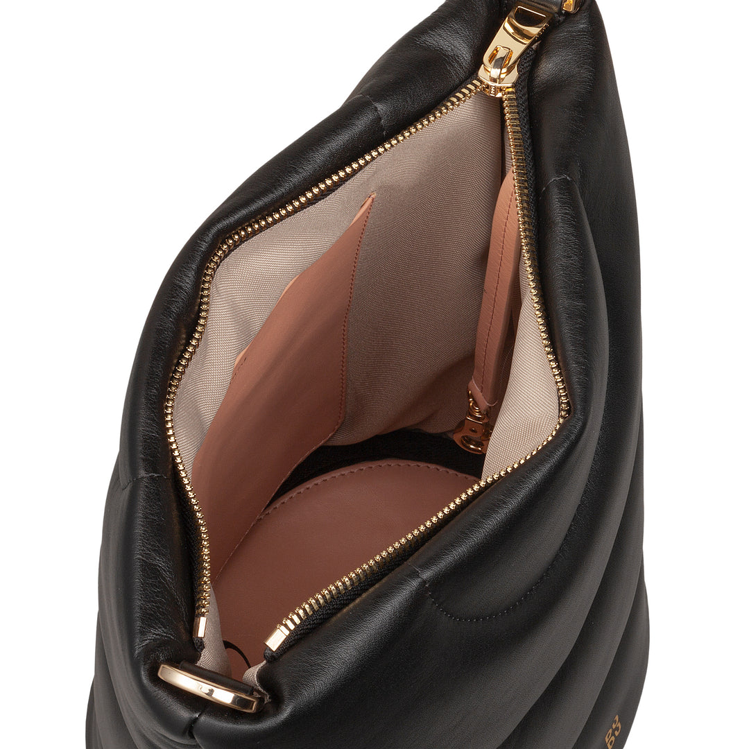 Bolsa de ombro feminina DUDU e alça de ombro acolchoada acolchoada em couro napa, bolsa grande com zíper e alça dupla, design elegante