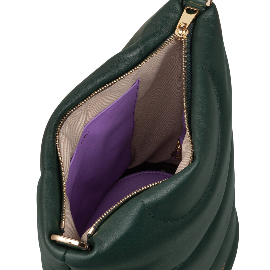 Bolsa de ombro feminina DUDU e alça de ombro acolchoada acolchoada em couro napa, bolsa grande com zíper e alça dupla, design elegante