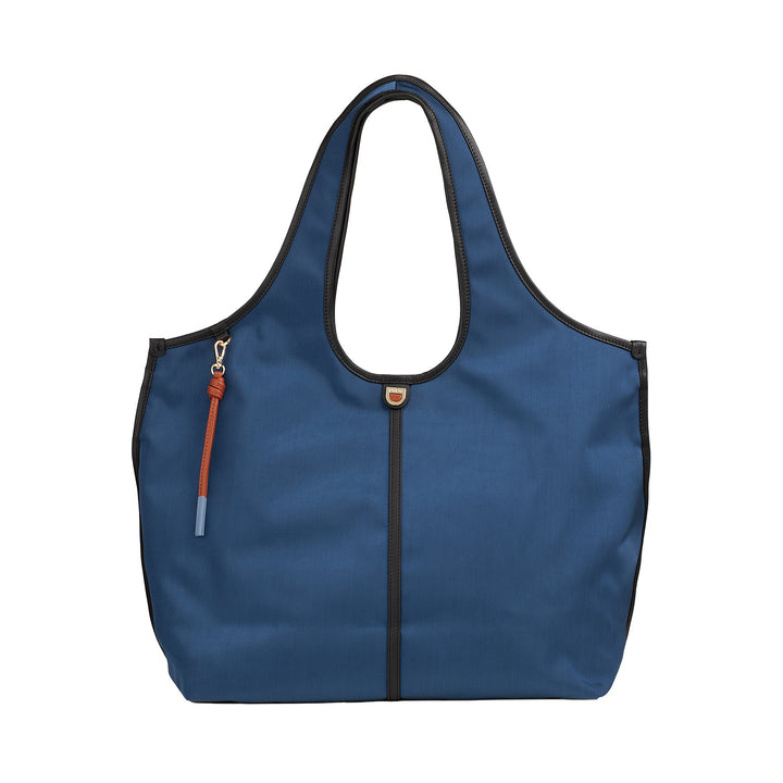 DUDU Borsa Donna a Mano a Tracolla Grande in Nylon e Pelle – Shopper Leggera con Tracolla Regolabile e Chiusura Magnetica