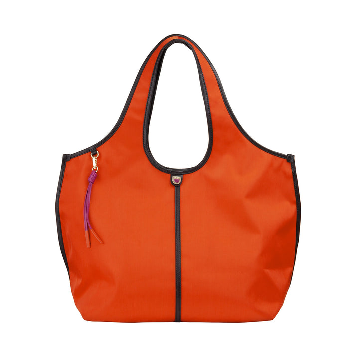 DUDU Borsa Donna a Mano a Tracolla Grande in Nylon e Pelle – Shopper Leggera con Tracolla Regolabile e Chiusura Magnetica