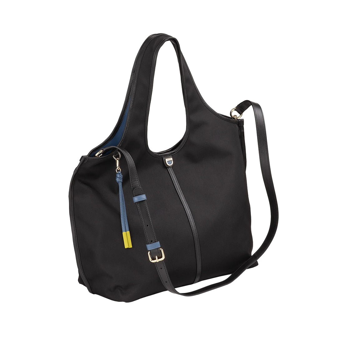 DUDU Borsa Donna a Mano a Tracolla Grande in Nylon e Pelle – Shopper Leggera con Tracolla Regolabile e Chiusura Magnetica