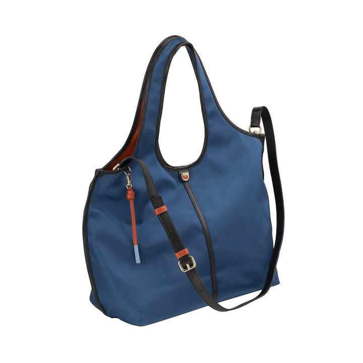 DUDU Borsa Donna a Mano a Tracolla Grande in Nylon e Pelle – Shopper Leggera con Tracolla Regolabile e Chiusura Magnetica